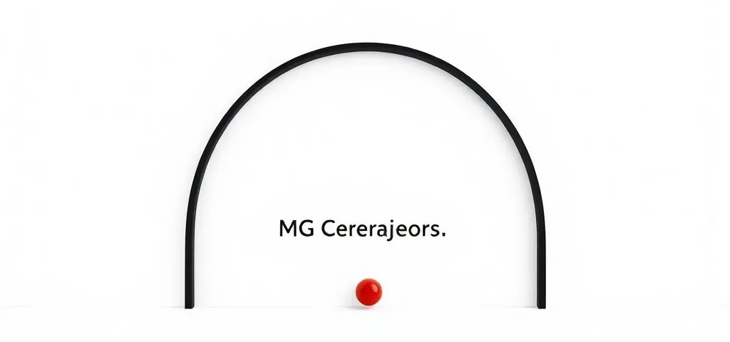 Arco negro semicircular en fondo blanco con círculo rojo, diseño geométrico limpio, ideal para "Como elegir la mejor cerradura para una casa en Mataro".