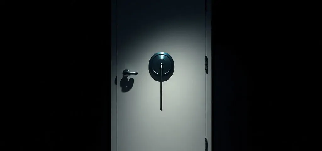 Composición minimalista con puerta y cerradura, evocando tensión; ideal para ilustrar "Que tipos de cerrajerias en Mataro ofrecen servicios urgentes de apertura de puertas".