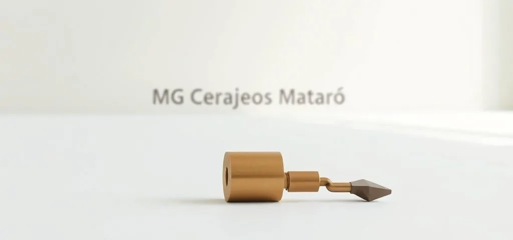 Un cilindro de cerradura y una llave geométrica sobre una mesa blanca, con la costa de Mataró en el horizonte. Donde puedo encontrar un cerrajero de confianza para cambiar cerraduras en Mataro.