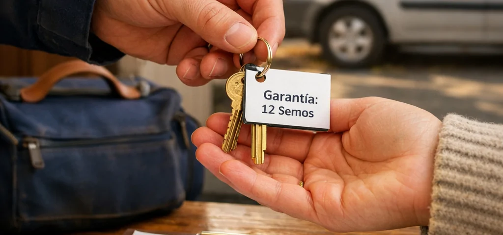 Primer plano de manos intercambiando una llave, simbolizando confianza en servicios de cambio de cerraduras con mejor relación calidad precio.