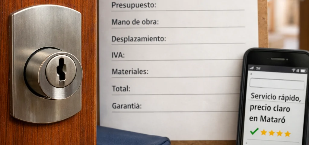 Cilindro nuevo, llaves, presupuesto e invoice de cerrajería en Mataró; «Que servicios de cerrajeria ofrecen la mejor relacion calidad precio en Mataro».